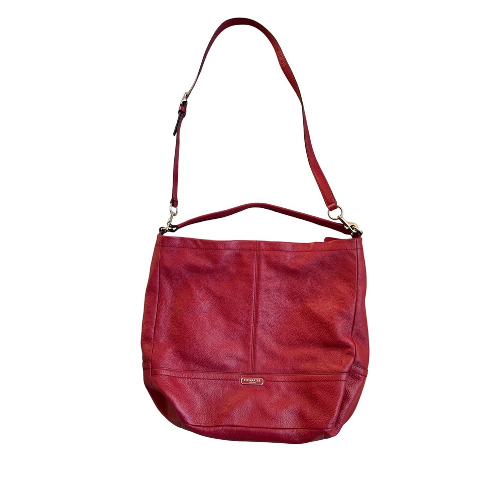 Coach Park Red Pebble Leather Hobo Shoulder Bag Purse Handbag F23293 - Picture 1 of 16